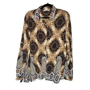 Fenix Trading - Intricate Patterned Collared Button-Up - XXL